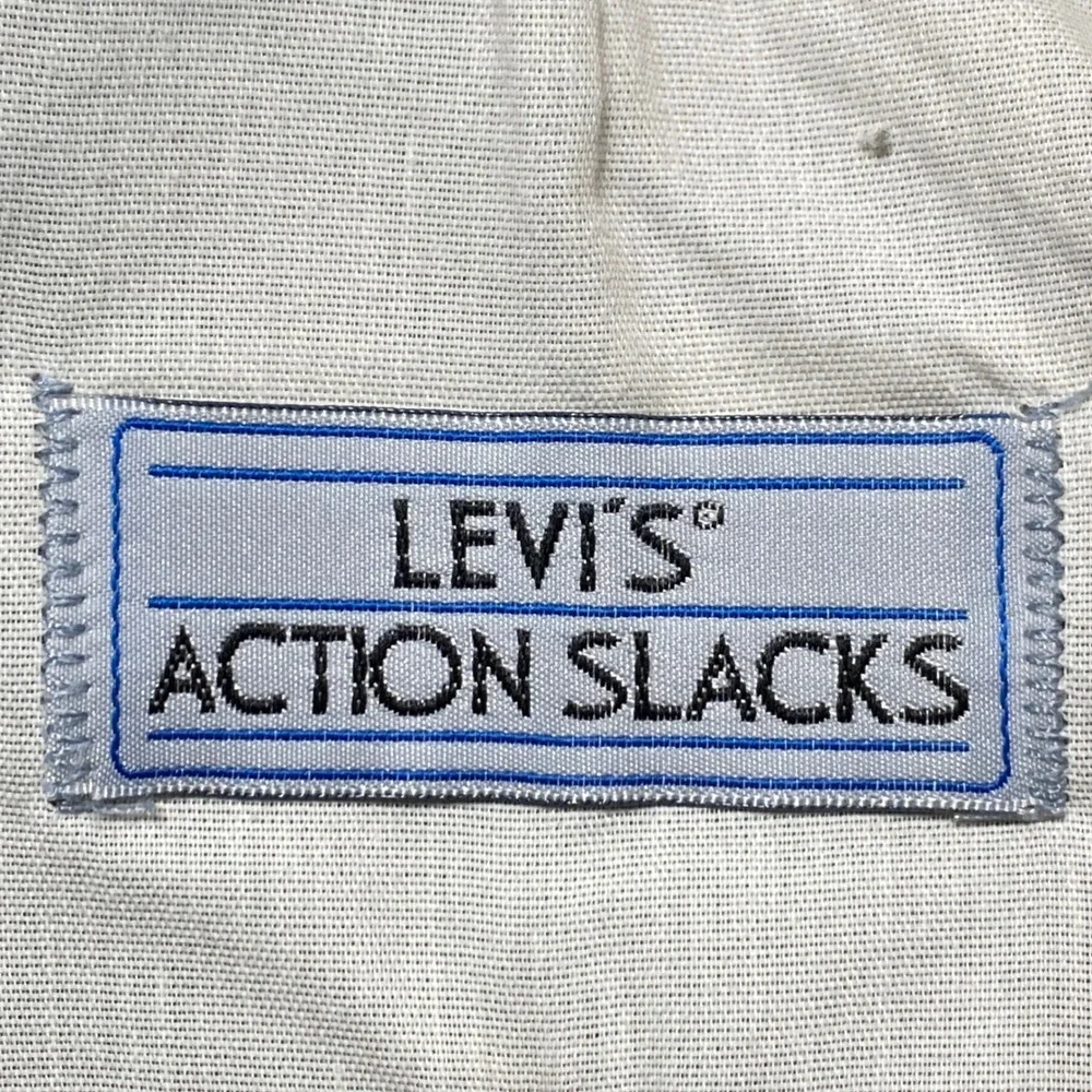 Vintage Levis Action Slacks Mens 34x32 Tan Brown Polyester Straight Leg Pants